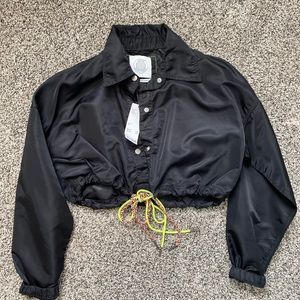 Urban Outfitters NWT shiny black bomber jacket